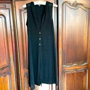 Long sleeveless black knit duster With hood size medium